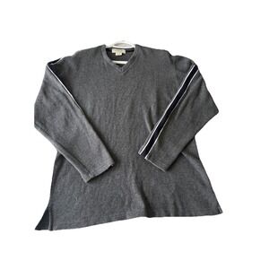 Vintage J Crew  V Neck Pullover Sweater Mens Medium Oarsman Striped  Sleeves